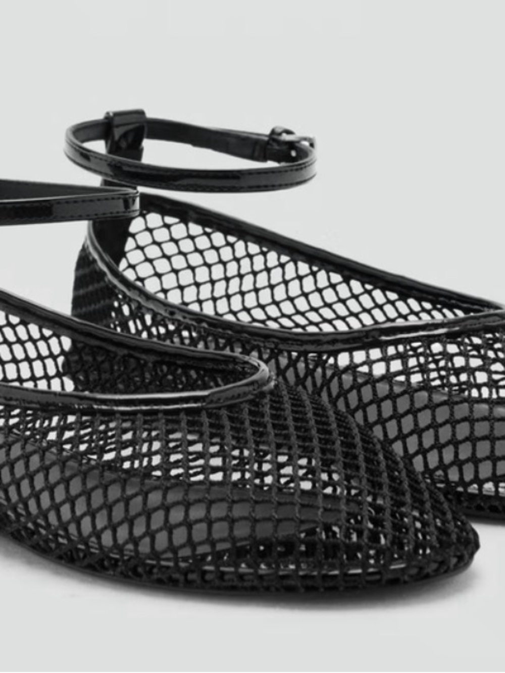 Mango Black Mesh Ballet Flats w/removable ankle Strap - Picture 2 of 7